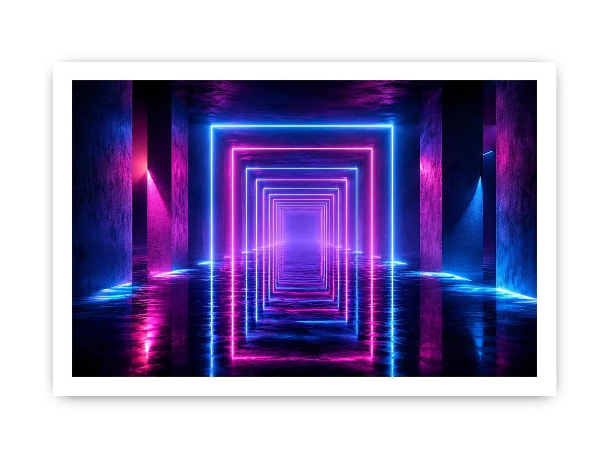   futuristic neon tunnel canvas art modern interiors
