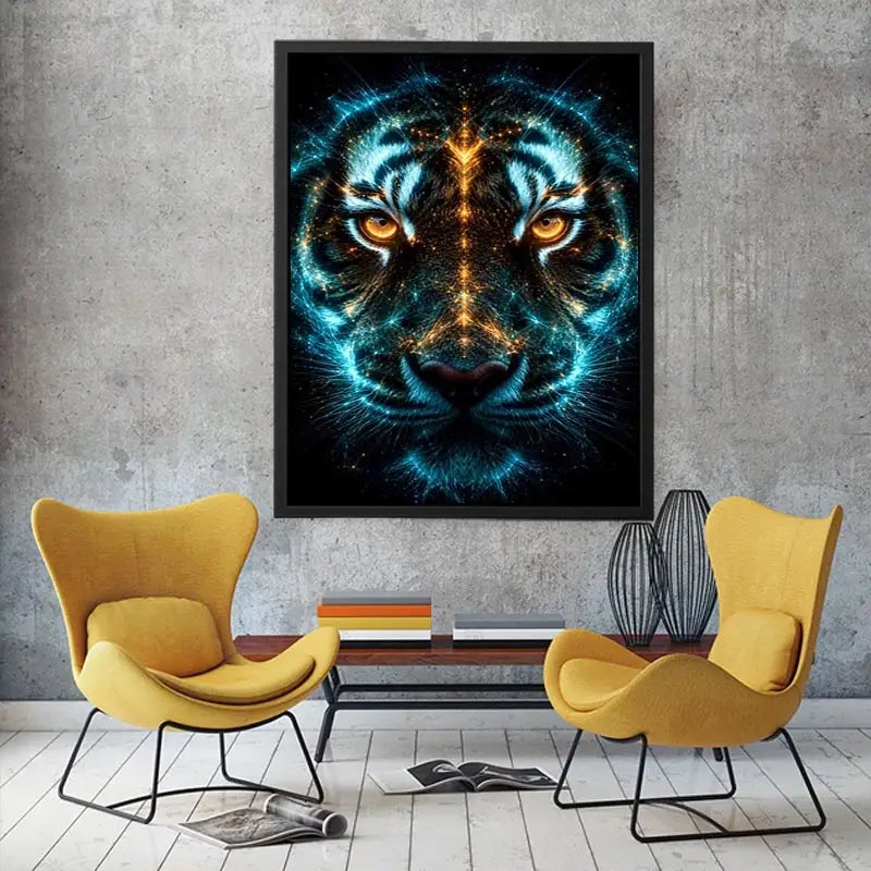   glowing tiger canvas art modern luxury decor