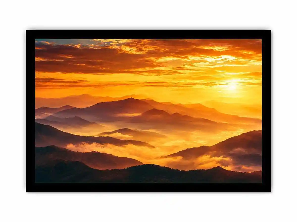   amber mountain glow canvas art