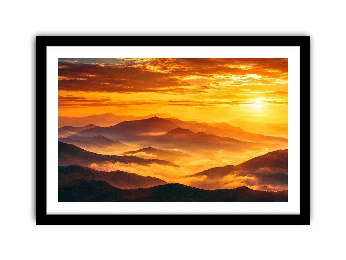   amber mountain glow canvas art