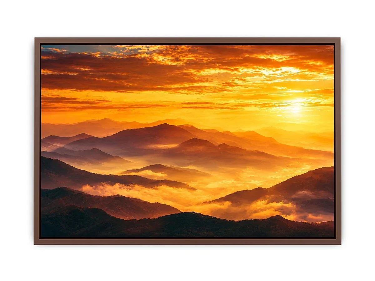   amber mountain glow canvas art