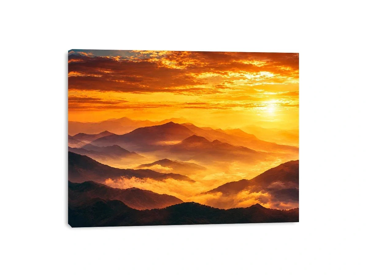   amber mountain glow canvas art