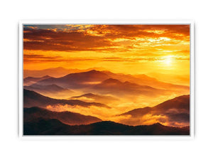   amber mountain glow canvas art