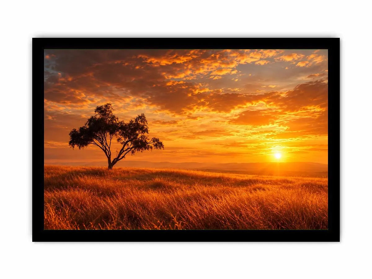   lone tree sunset landscape canvas print