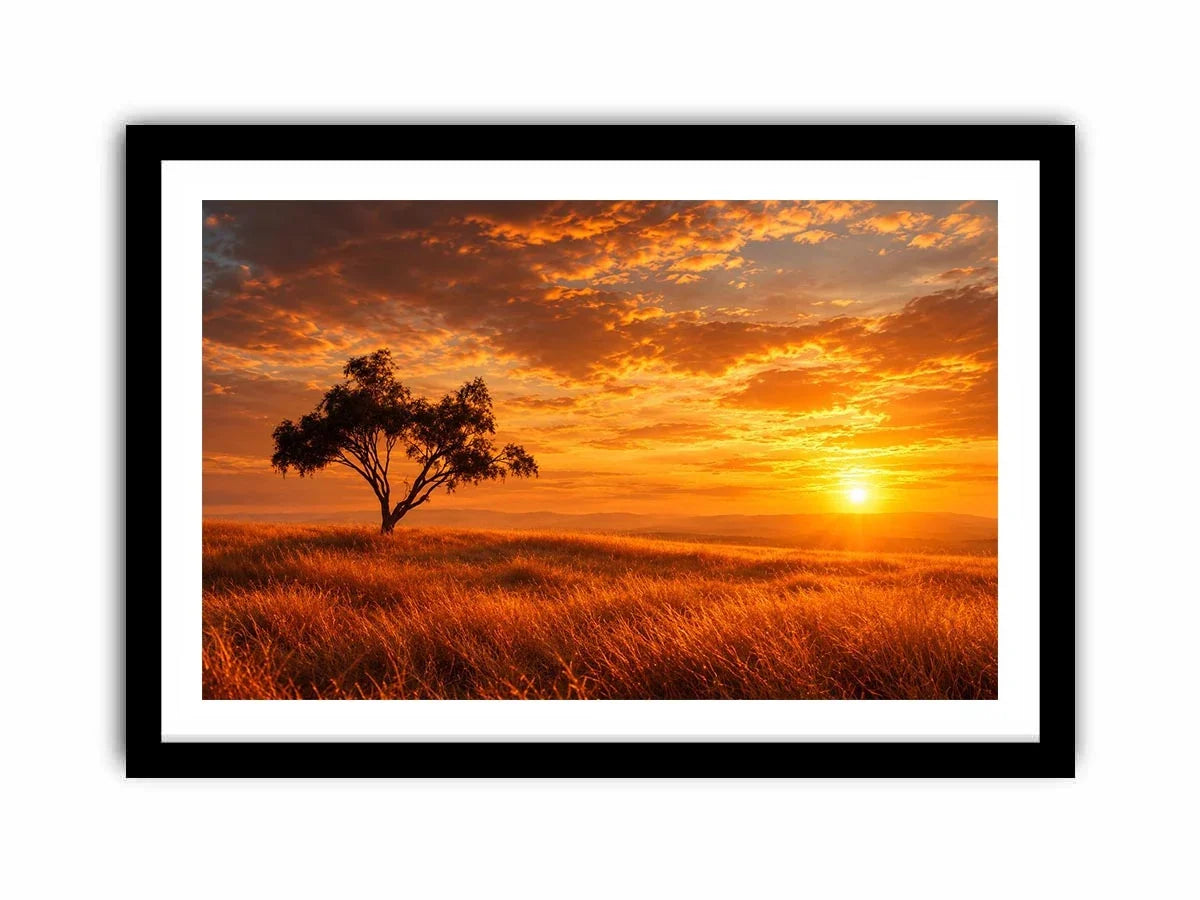   lone tree sunset landscape canvas print
