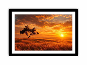   lone tree sunset landscape canvas print