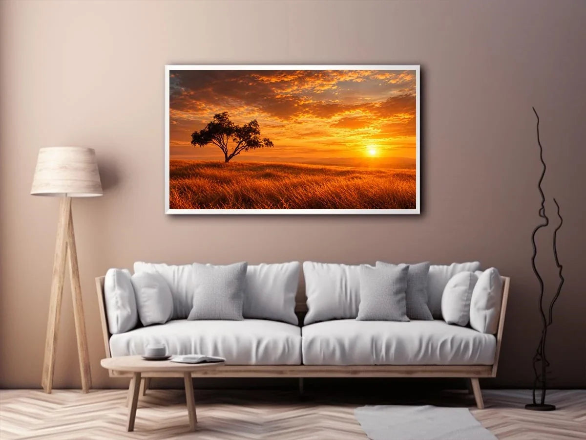   lone tree sunset landscape canvas print