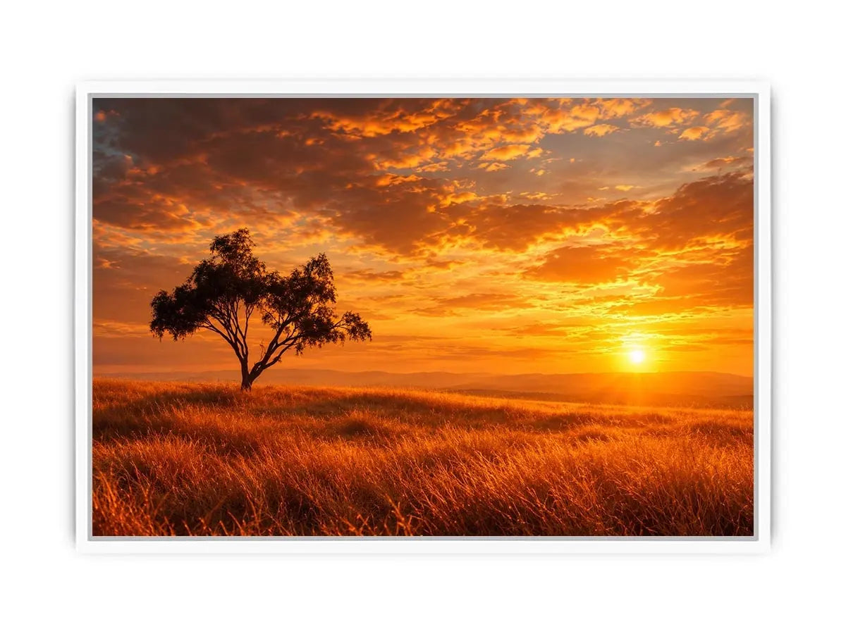   lone tree sunset landscape canvas print