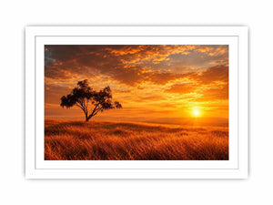   lone tree sunset landscape canvas print