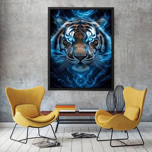   blue tiger portrait modern wall art