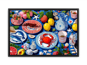   seafood kitchen coastal canvas print