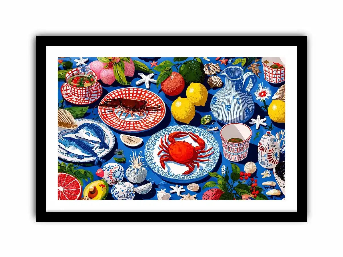   seafood kitchen coastal canvas print
