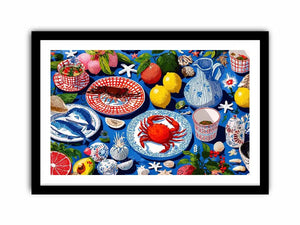   seafood kitchen coastal canvas print