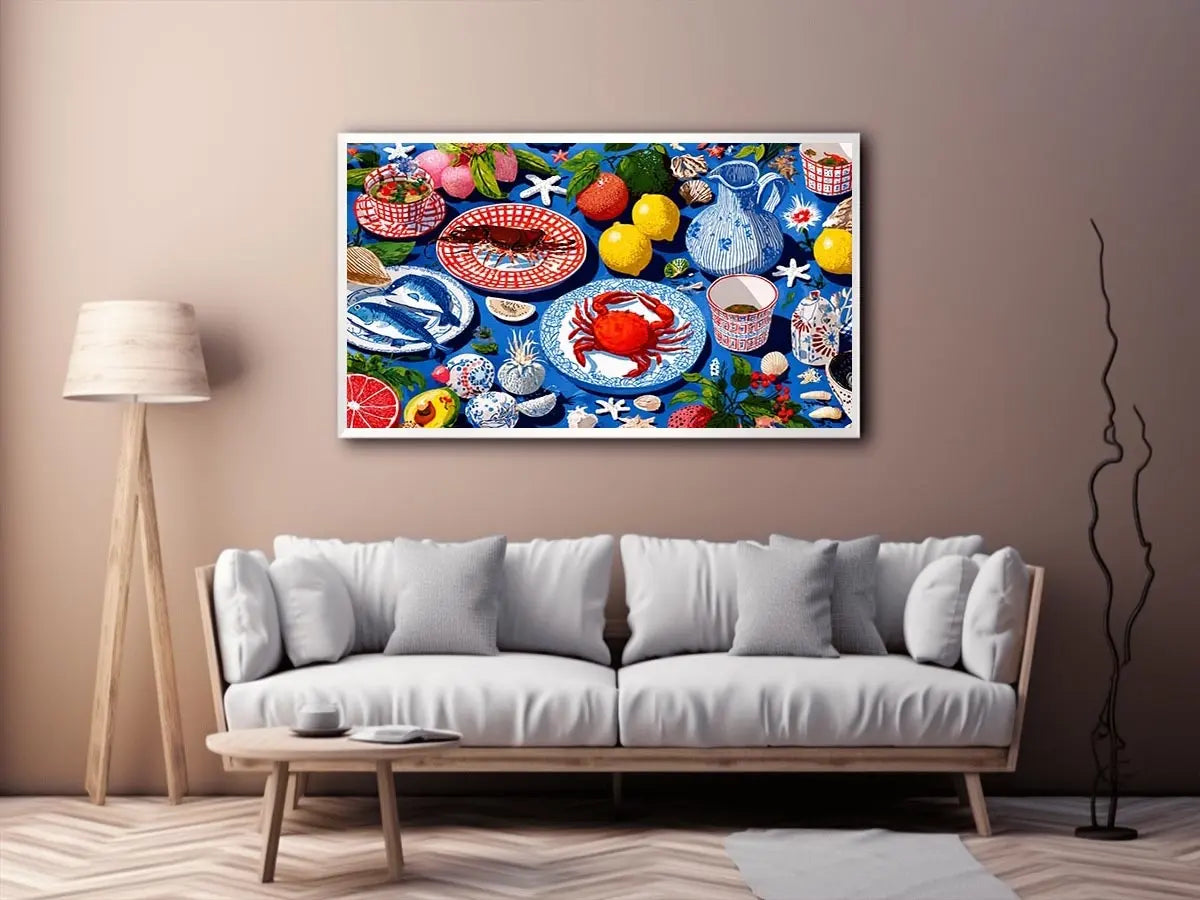  seafood kitchen coastal canvas print
