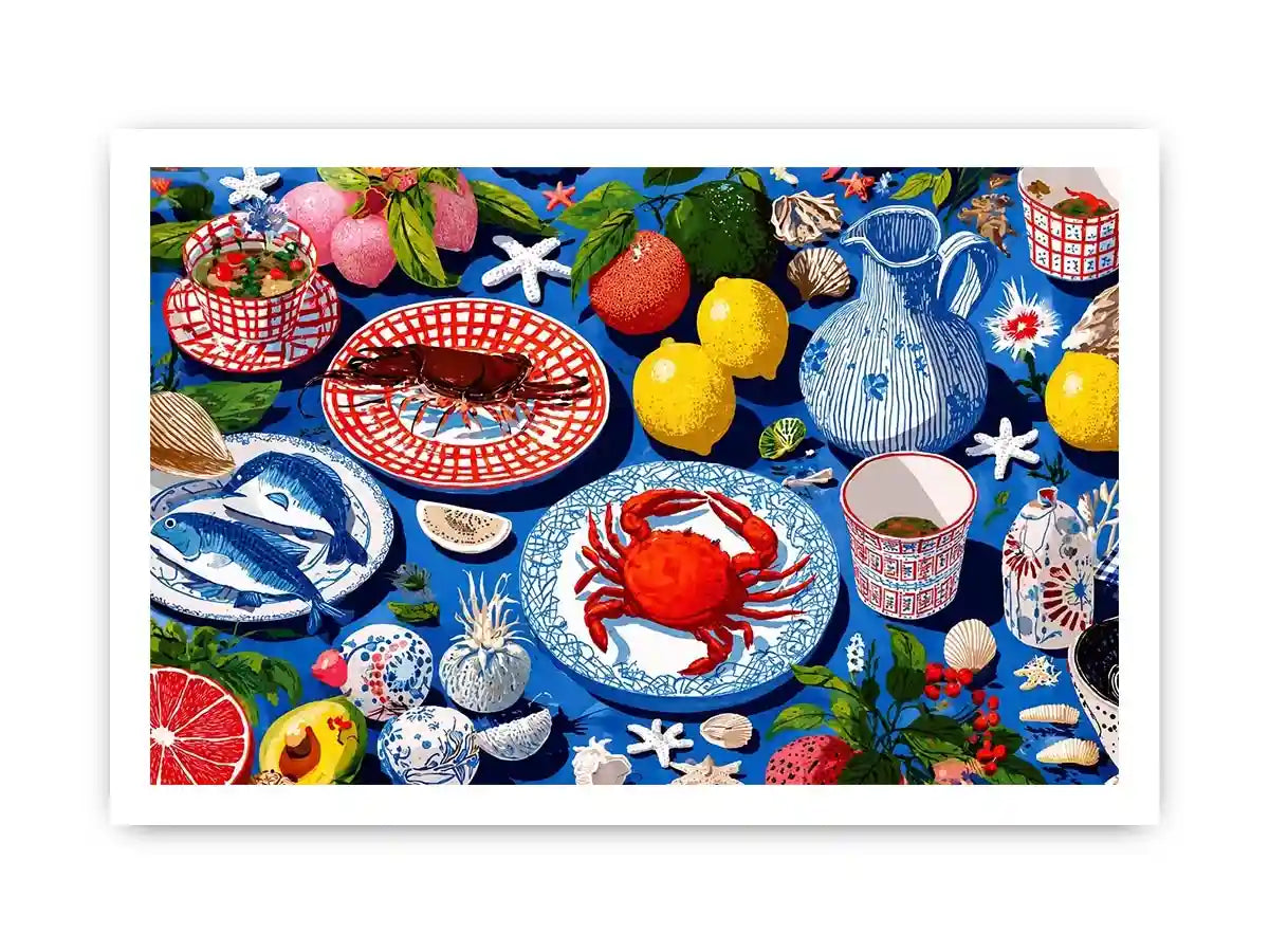   seafood kitchen coastal canvas print