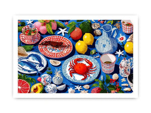   seafood kitchen coastal canvas print
