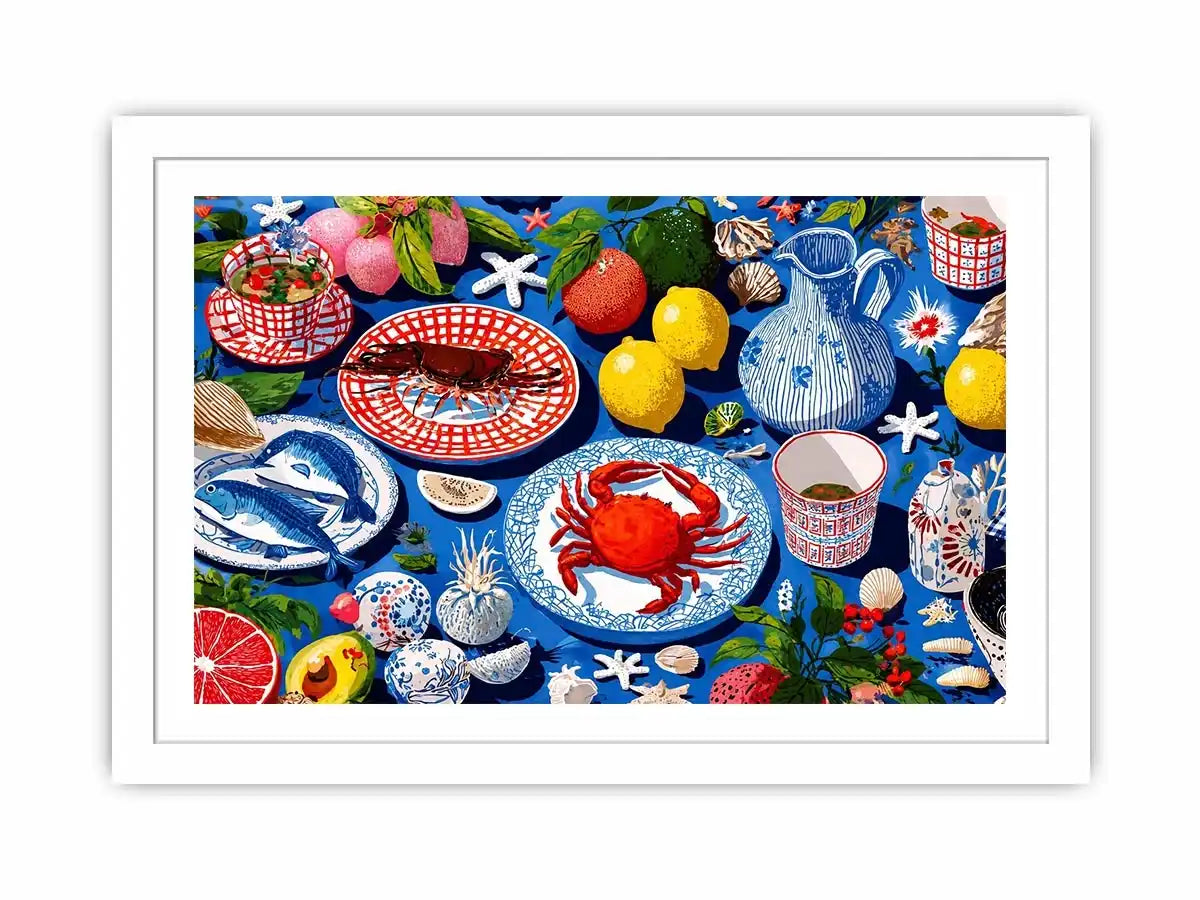   seafood kitchen coastal canvas print