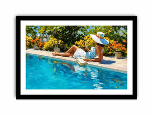   poolside woman luxury canvas art