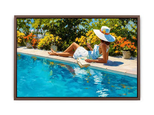   poolside woman luxury canvas art