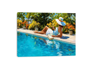   poolside woman luxury canvas art