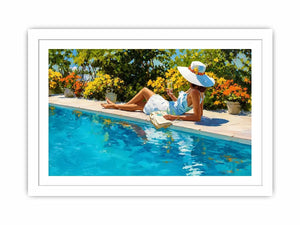   poolside woman luxury canvas art