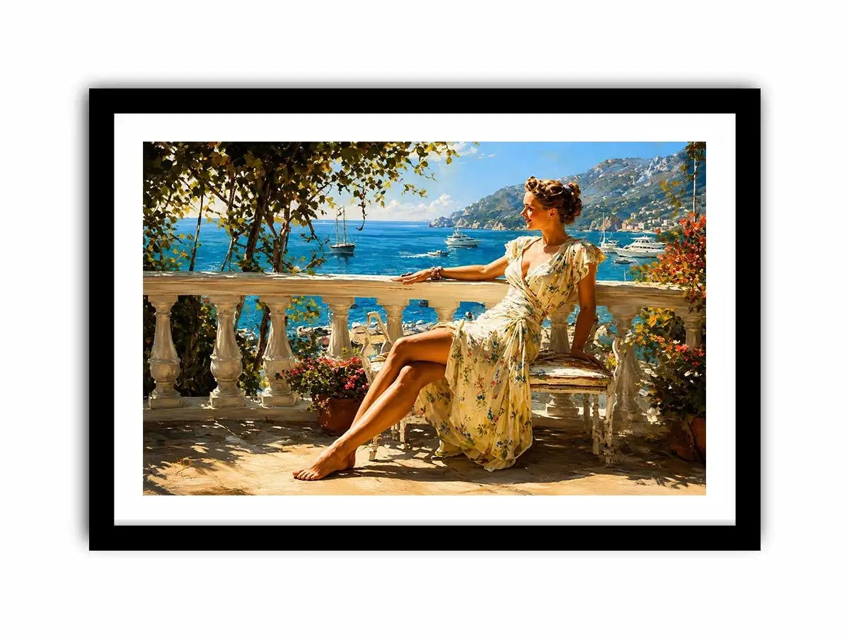   mediterranean woman coastal canvas print