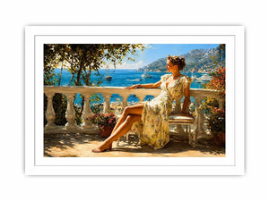   mediterranean woman coastal canvas print