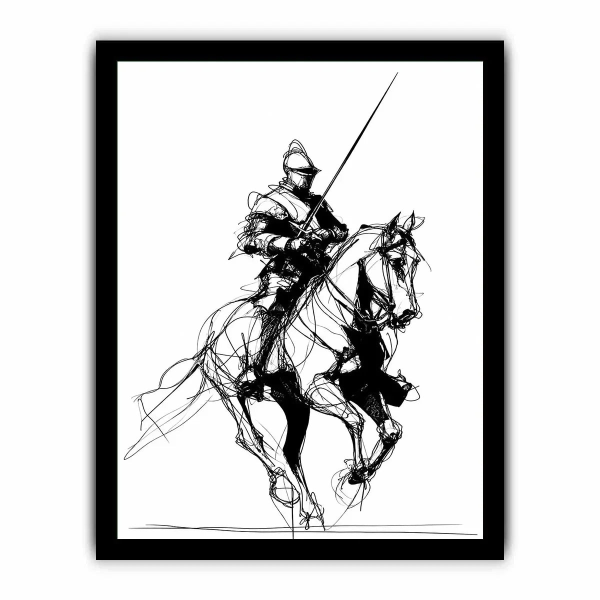  knight line art print office decor