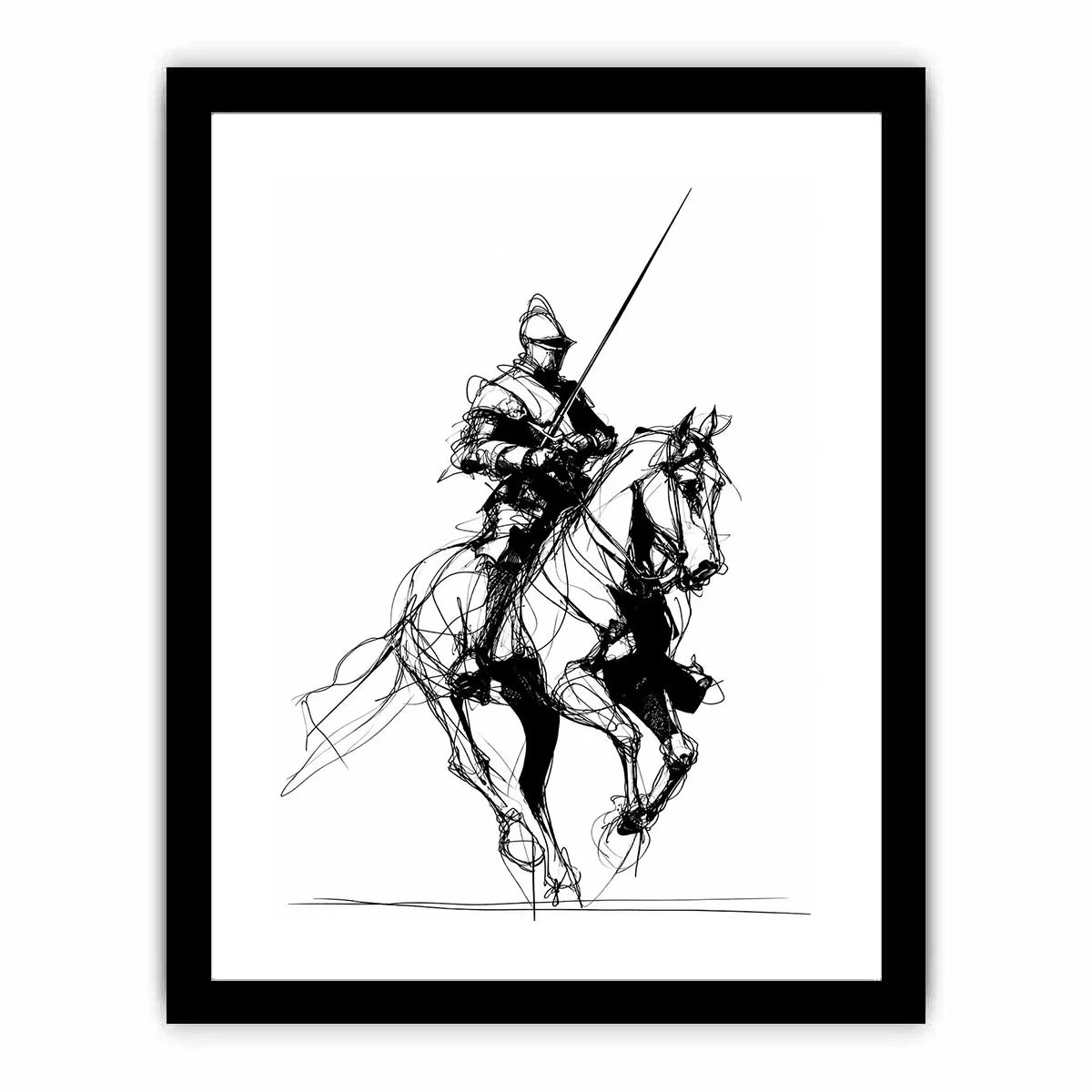   knight line art print office decor