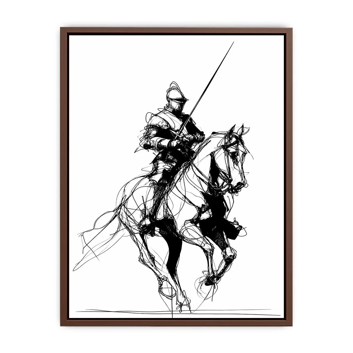   knight line art print office decor