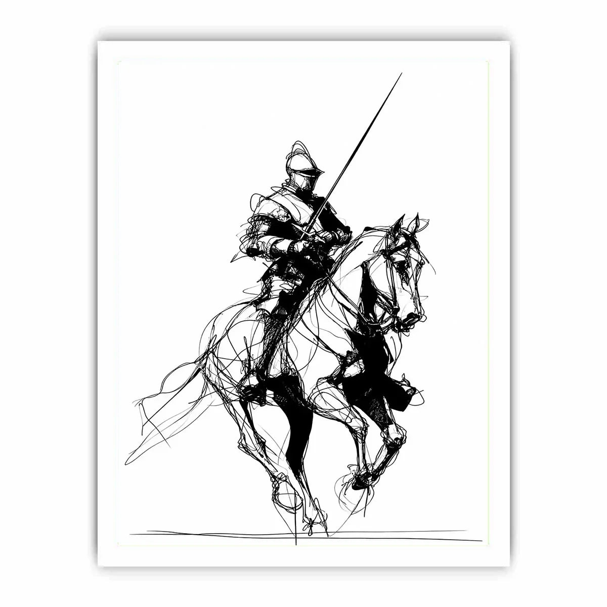   knight line art print office decor