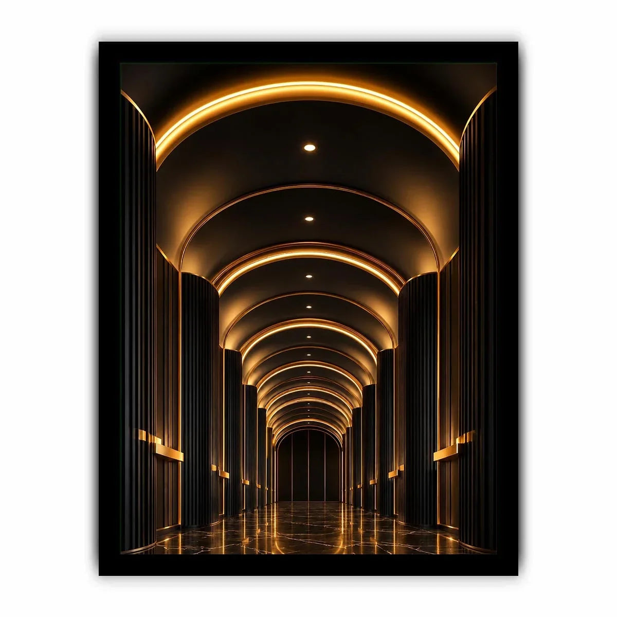   black gold arch canvas print entryway