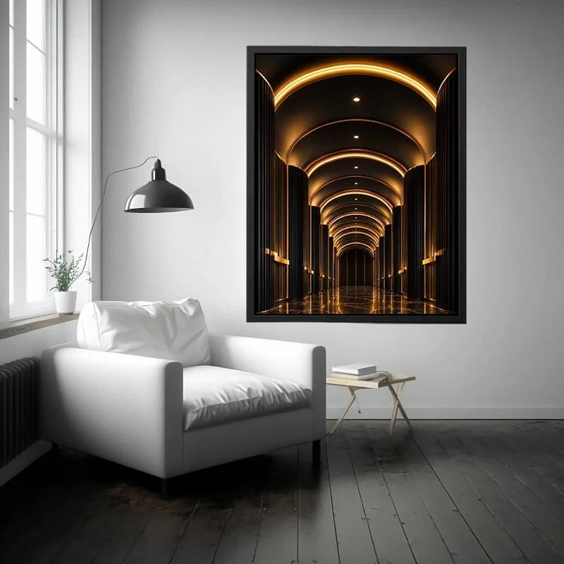   black gold arch canvas print entryway