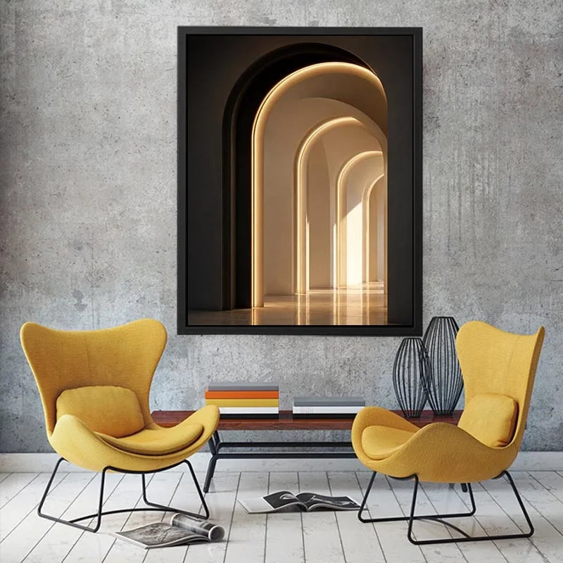   neutral arch canvas art modern hallway