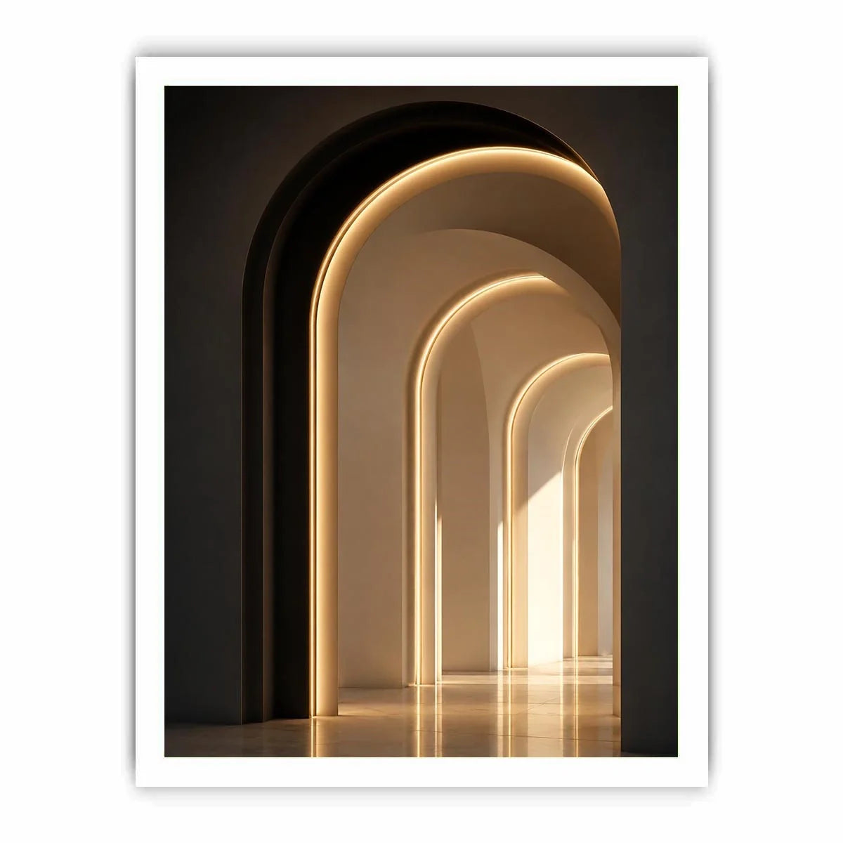   neutral arch canvas art modern hallway