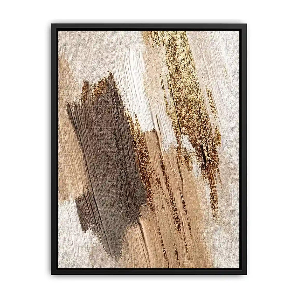   neutral gold abstract canvas bedroom
