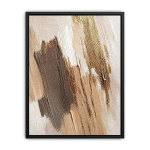   neutral gold abstract canvas bedroom