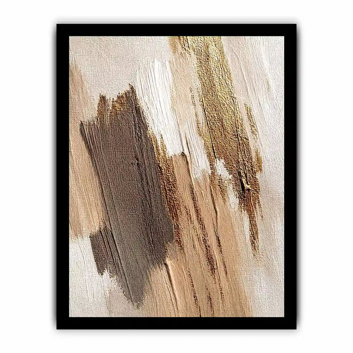   neutral gold abstract canvas bedroom