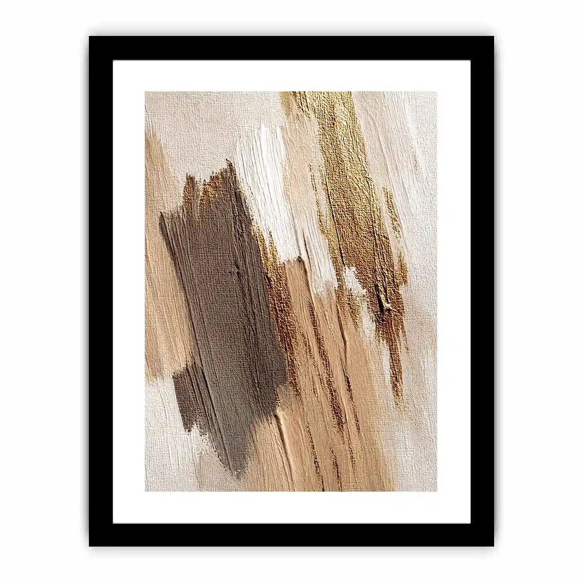   neutral gold abstract canvas bedroom