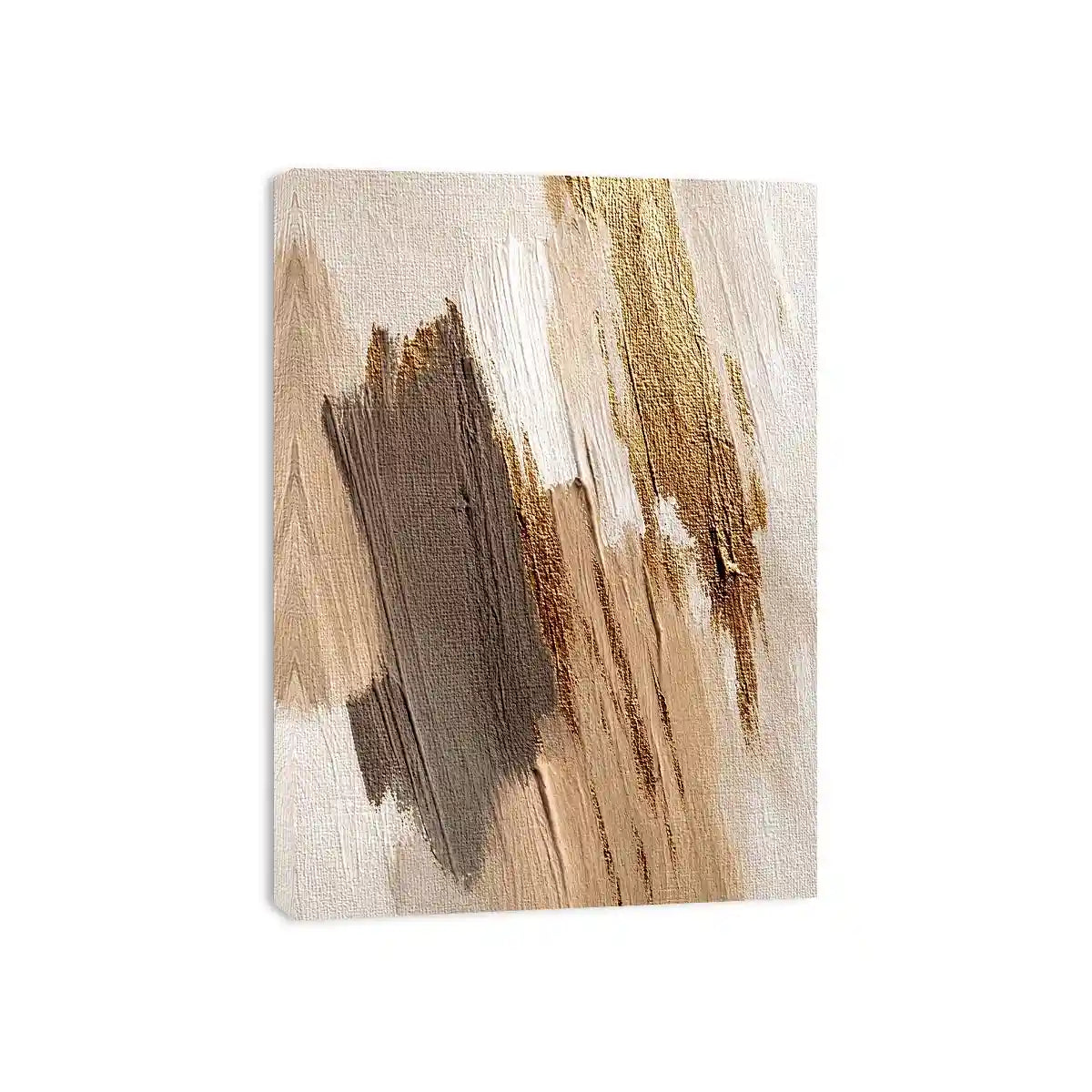   neutral gold abstract canvas bedroom