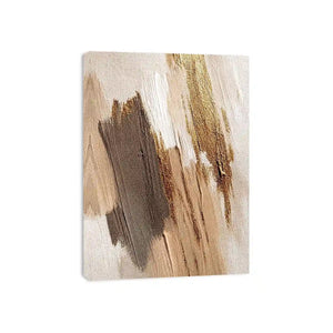   neutral gold abstract canvas bedroom