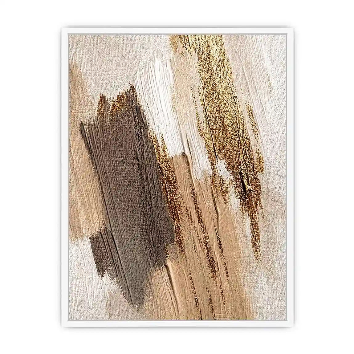   neutral gold abstract canvas bedroom