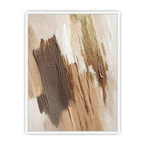   neutral gold abstract canvas bedroom
