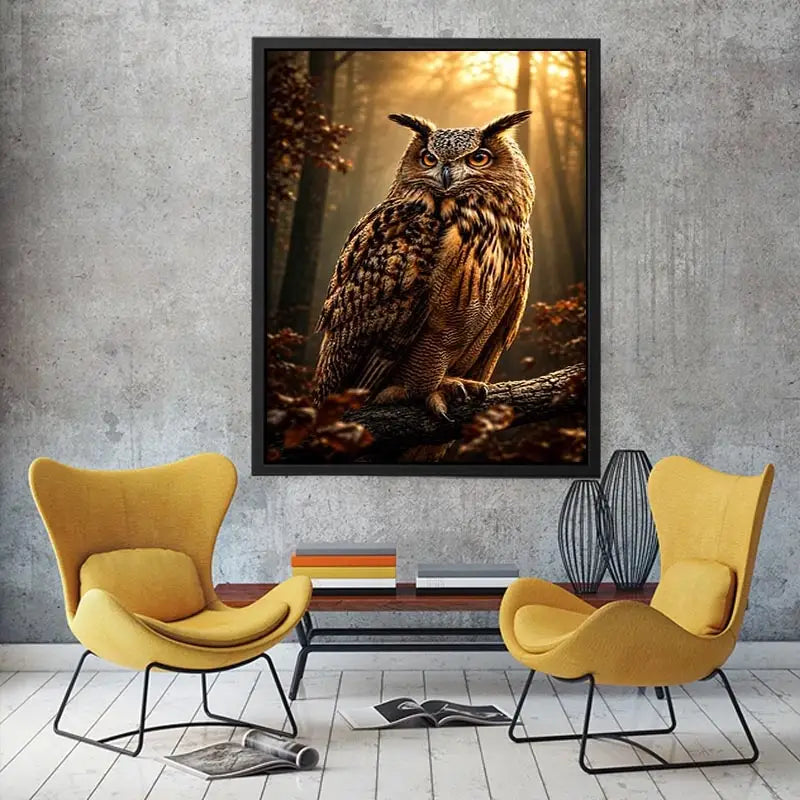   owl canvas print rustic office decor