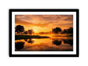   sunset lake canvas print living room