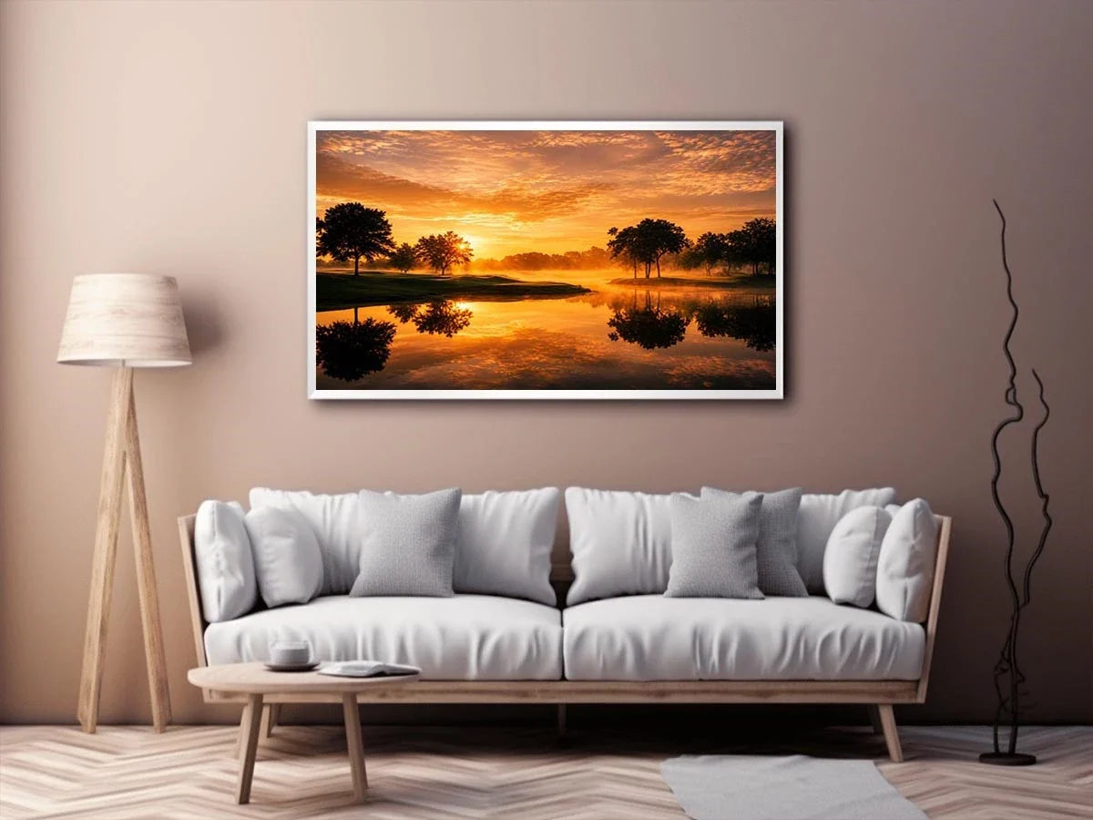  sunset lake canvas print living room
