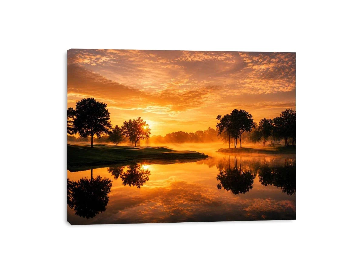   sunset lake canvas print living room