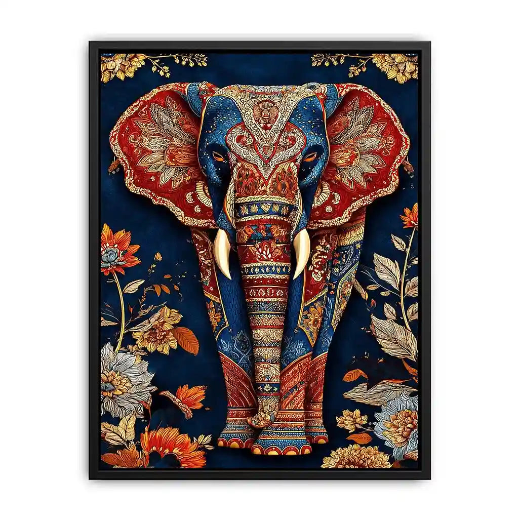   ornate elephant canvas art entryway