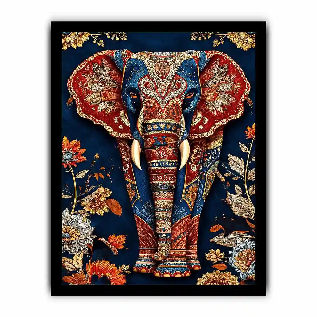   ornate elephant canvas art entryway