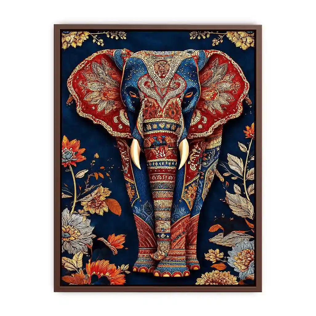   ornate elephant canvas art entryway